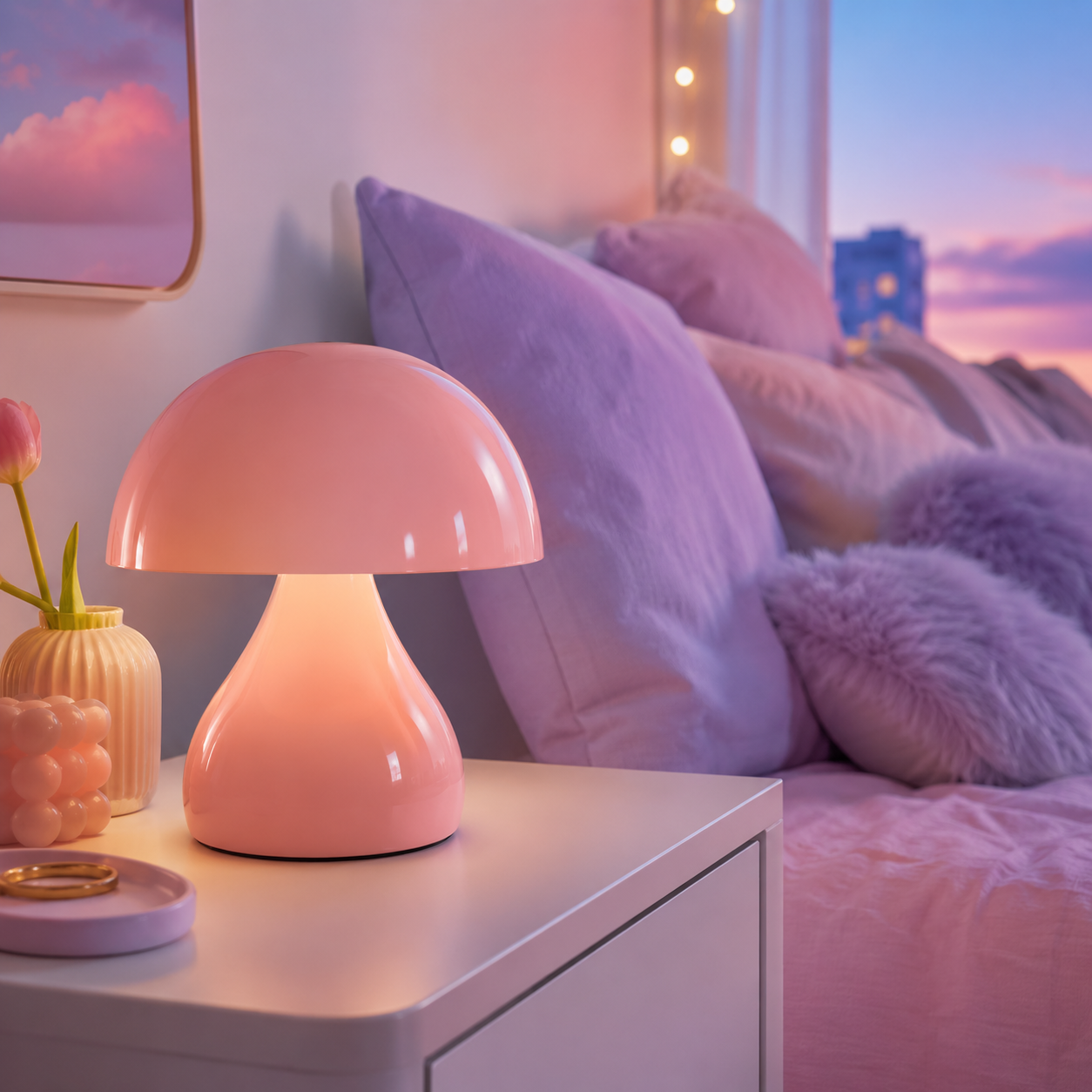 Pastel Mushroom Table Lamp